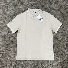 Light Brown Zara Textured Polo T-shirt / Brand New Unworn Men’s Size: Xl picture
