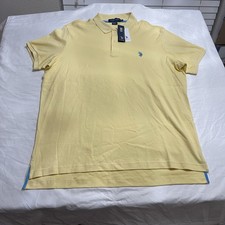 NWT U.S. Polo Assn Luxury Feel Polo Shirt Mens XL Yellow Short Sleeve Cotton picture