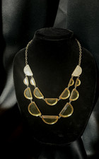 VTG Style Honey Yellow Lucite Statement Collar Necklace Demi Luna Geometric picture