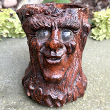 Vtg 1975 Jason Christoble Matchless Grove Tree Man Face Glass Eyes Candle Holder picture