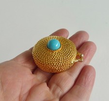 Vintage Estee Lauder compact with solid perfume pocket purse small blue cabochon picture
