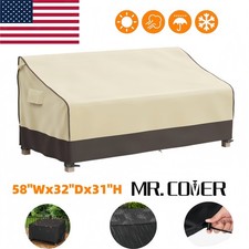 MR.COVER Loveseat Cover Waterproof 2 Seater Patio Couch Heavy Duty Brown Khaki picture