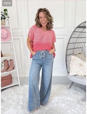 Judy Blue Sea Breeze Palazzo Jeans Size 15/32 picture