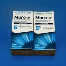 Bausch & Lomb Muro 128 5% Ophthalmic Solution 2 Pack 15ml Each Exp 12/2028+ picture