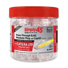 Simply45 ProSeries Cat6/6a Unshielded PassThrough RJ45 Modular Plugs/Cap45-100PK picture