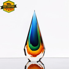Handmade Murano Glass Art Decor Sculpture - Unique Hand-Cut Cube Paperweight for picture