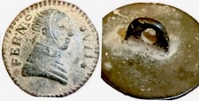 Spain, 19th Century Napoleonic Military Cufflink Button Featuring Fernando VII  picture