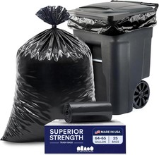 64-65 Gallon Black Trash Bags, Heavy Duty Toter Can Liners, Tear & Leak-Proof, picture
