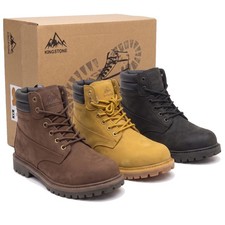 Kingstone Men Leather Work Boots Water Slip Resistant Rugged Construction Shoes picture