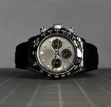 Custom 39mm Grey Seitona Mod Watch Rubber Band w/ VK63 Chronograph picture
