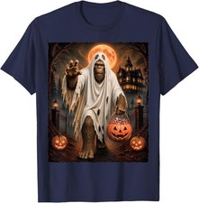 Spooky Bigfoot Ghost Halloween Pumpkin Sasquatch Costume T-Shirt picture