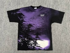 Vintage 90s Weed All Over Print 1 Acre of Hemp Cannabis Weed Purple AOP T-Shirt picture