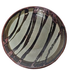 Vintage Studio Art Pottery Centerpiece Bowl 13” Organic Stripes Brown Taupe picture