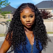 DSEKCAIN Water Wave Half Wig Human Hair 22 Inch 200 Density Half Wig Water Wave picture