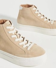 Soludos Anthropologie Sneakers Women Sz 6 High Top Ibiza Nude Sand Suede Casual picture
