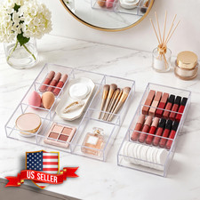 Acrylic Makeup Drawer Organizer 2 Pc 6 & 3 Section Desk Organizer picture