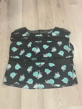 Torrid Mesh Floral Top Size 1 Black Teal Roses picture