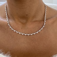 4.3ct F/VS2 Round Cut Lab Created Diamond White Gold Tennis Necklace Certified picture