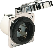 Marine Shore Power Inlet 30 amp 125V Stainless Steel cast heavy duty cap picture