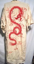 Japanese Kimono Dragon Embroidered Cream 1940s Robe Souvenir Silk picture