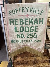 Antique Odd Fellows Rebecca Lodge Banner - Coffeyville, Kansas picture