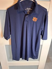 Mojo Sportswear Auburn Embroider Polo Shirt M Navy Blue 100% Polyester Mens 62-2 picture