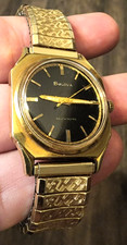 Vintage 1966 Bulova Automatic Watch 17 Jewels Black Dial - Gold Plated -  Runs picture