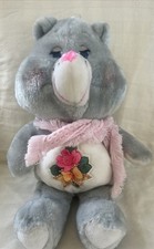 Vintage 1983 Care Bears Grams Bear Plush Kenner Grey Pink Rose Shawl 15