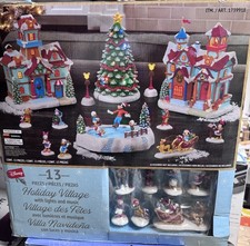 Disney Christmas Costco Large holiday village 13-piece set Mickey Mouse Minnie picture