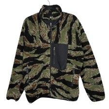 Qilo Tactical Nam Tiger Stripe Camo Sherpa Jacket Mens M Sherpa Fleece Full Zip picture
