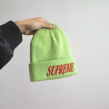Supreme New York City Green Knit Beanie with Red Embroidered Logo picture