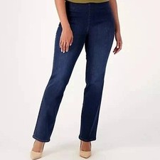 NYDJ Sculpt-Her Pull On Straight Leg Jeans Wonderland Blue Womens Medium picture