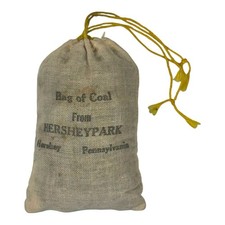 Vintage Hersheypark “Bag Of Coal” Miniature Novelty Burlap Sack Souvenir Hershey picture