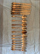 Vintage Norwegian 18-piece Th. Marthinsen 830S Silver Service Embossed rose picture