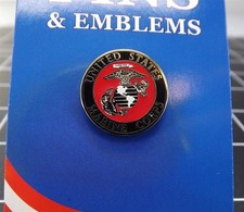 FREE SHIP Lapel Pin USMC United States Marine Corps Red & Black Enamel 3/4