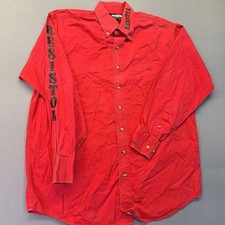 Resistol Rodeo Gear Mens Red Western Button Down Shirt Logo Sleeve Medium picture