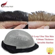 Ultra Thin Skin Mens Toupee Hairpiece Invisible Poly PU Hair Replacement Systems picture