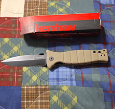 Kershaw XCOM 3425TN Tan Handle SS Combo Drop Point Manual Liner Clip picture