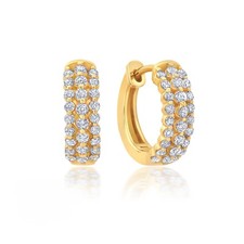 Authentic Crislu Three Row CZ Pave Huggies  in Gold Plating picture