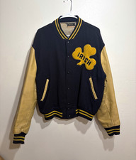 Vintage 50s–60s Holloway Notre Dame Fighting Irish Leather Varsity Jacket XL 48 picture