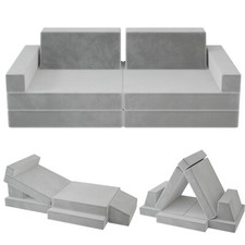 8 Pcs Kids Couch Sofa Fold Out Couch Play Set Modular Foam Play Couch Xmas Gift picture