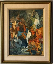 EXCEPTIONAL VINTAGE MID CENTURY MODERN ABSTRACT EXPRESSIONIST OIL PAINTING 1960s picture