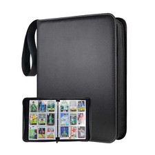 900 Card Pocket Binder with Zipper 9 Pocket Trading Card Album Folder Case Black picture
