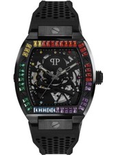 New Philipp Plein Men's Watch Automatic Skeleton Black Crystals PWBAA0621 picture