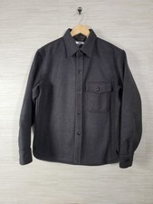 Uniqlo Men’s Shirt Jacket Medium Gray Wool Blend Button Front Shacket picture