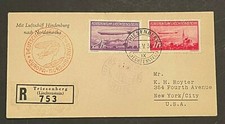 1936 Liechtenstein To New York ZEPPELIN with 1FR & 2FR Very Fine picture