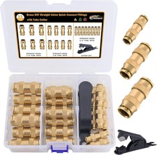 CheeMuii 23 PCS Brass DOT Air Line Fittings Kit 1/4 3/8 1/2 23PCS, Gold picture