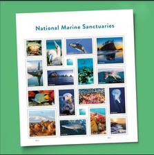 USPS 2022 National Marine Sanctuaries Forever Stamps Sheet of 16, Nature picture