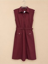 Ann Taylor Wine Burgundy Belted Utility Midi Shirt Dress 6P NWT SOLD OUT ONLINE picture