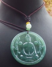 Video Certified Green Natural A Jade jadeite Pendant Guanyin Circle 观音 130242 VS picture